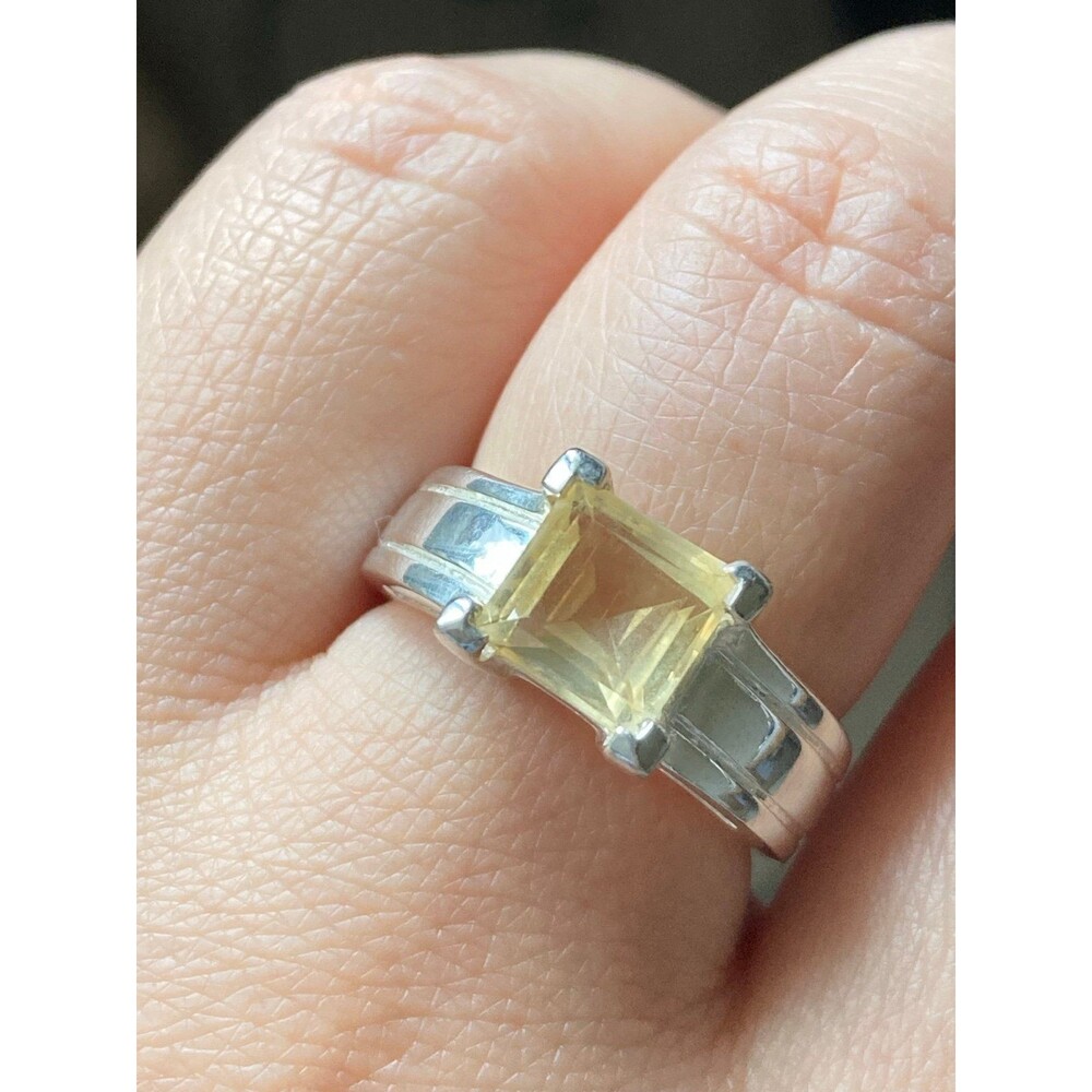 925 sterling silver natural citrine ring size 6